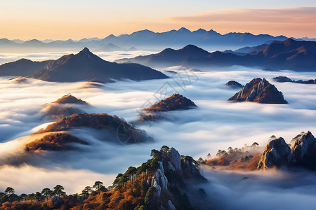 山脉中的迷雾背景图片
