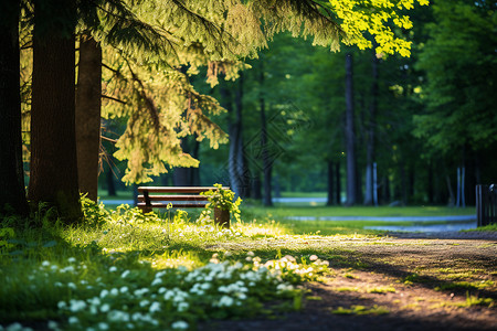 保育乡村公园乡村公园的长椅背景