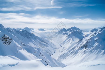 冰雪皑皑的冬季阿尔卑斯山背景