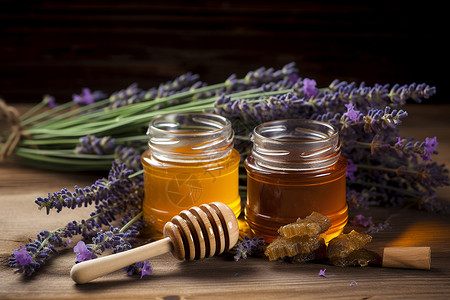 两罐蜂蜜背景图片