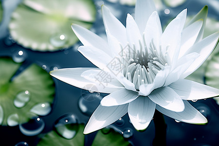 池塘中美丽的莲花背景图片