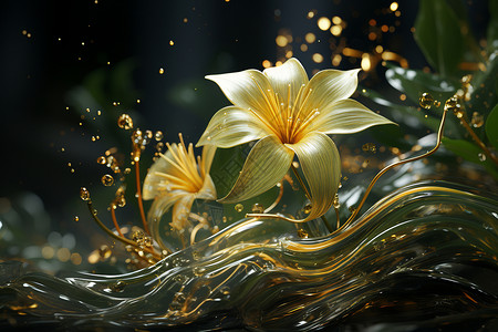 浪花中的黄色花朵高清图片