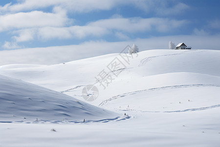 滑雪别墅冬日白雪覆盖的雪山别墅背景