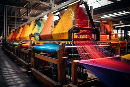 工厂的纺织丝线图片