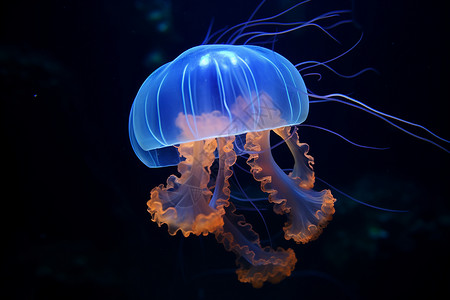 水下的荧光海蜇图片