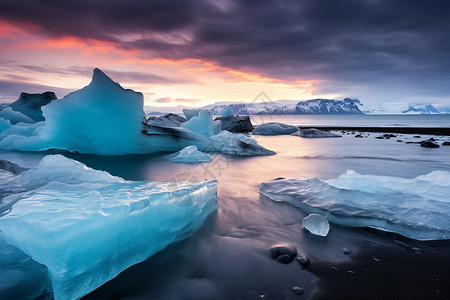 极地海洋融化的冰川背景
