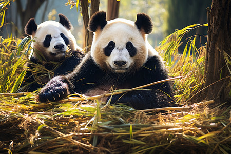 两只大熊猫背景图片