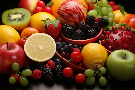 五彩斑斓的水果堆图片