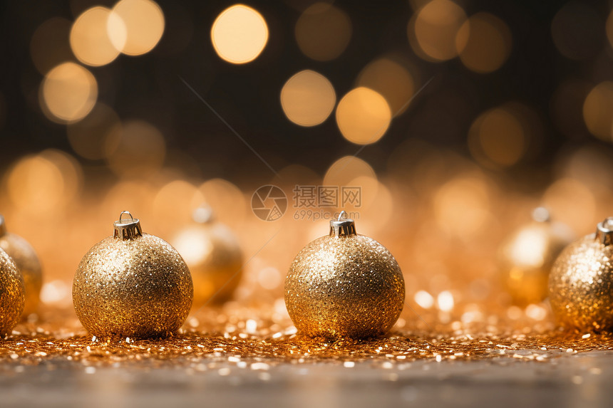 金光闪闪的圣诞球图片