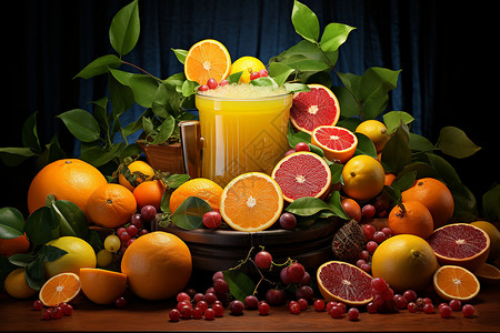 水果搅拌机橙色果汁背景