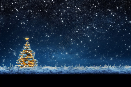 圣诞星空冬日下的圣诞之夜设计图片