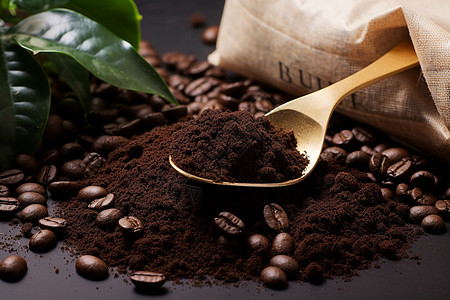 天然提神的现磨咖啡粉背景图片