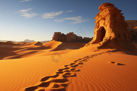 沙漠中的岩石洞穴图片