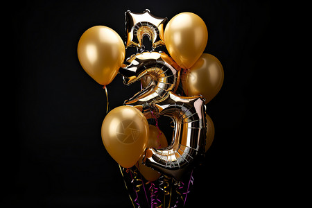 惊喜金色气球装饰背景图片