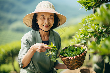 采茶的茶农图片