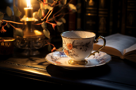 白瓷茶杯里的茶水图片