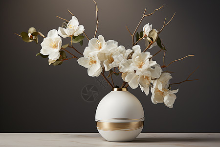 花朵圆形素材圆形花瓶里的花朵背景