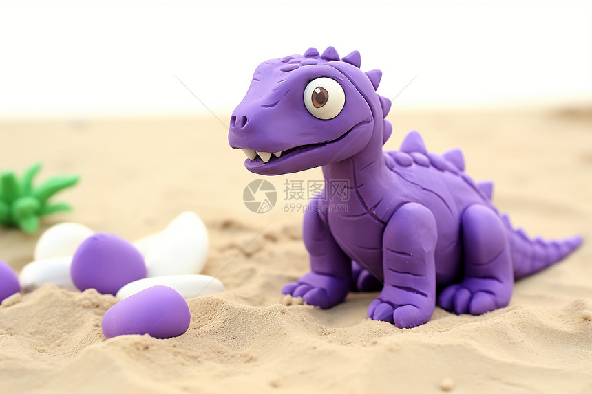 创意紫色恐龙玩偶图片