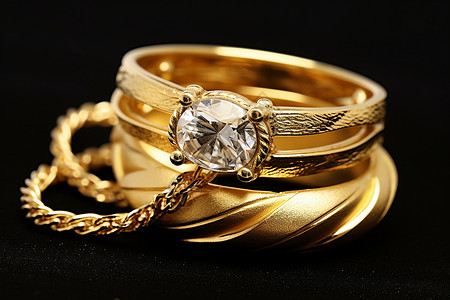 豪华珍贵的黄金戒指图片