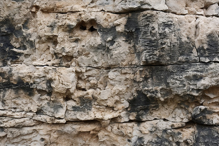 布满坑洞的石壁背景图片
