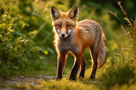 森林中一只红狐图片