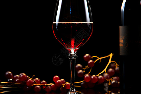 红酒瓶子红酒和葡萄背景