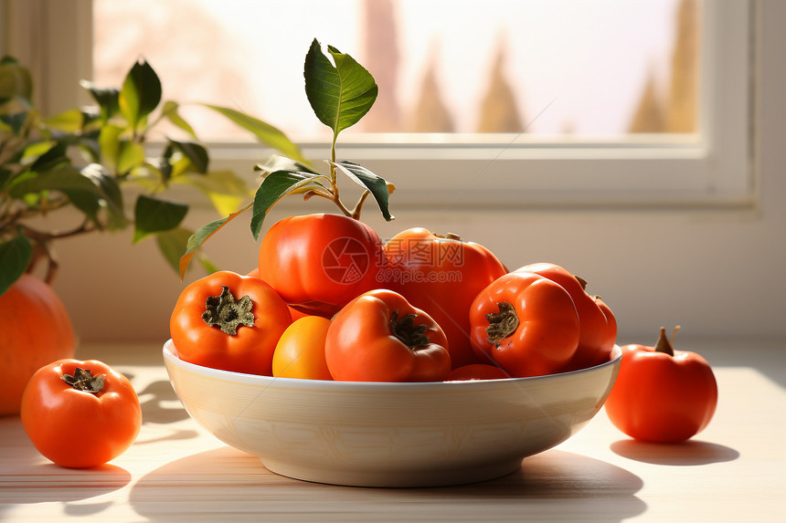 健康成熟的柿子图片