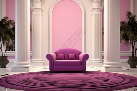 室内的紫色沙发图片