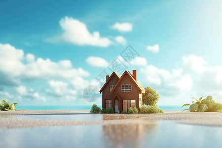 海滩房子海滩上的小屋设计图片