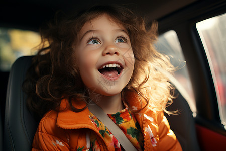 汽车内的小女孩图片