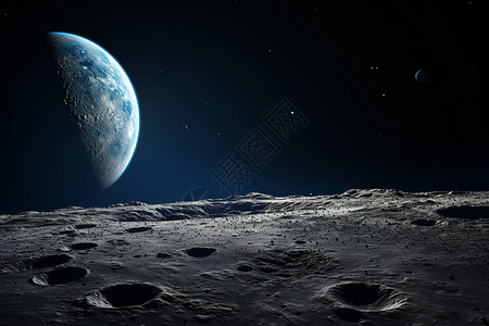 月球地球太空中的月球设计图片