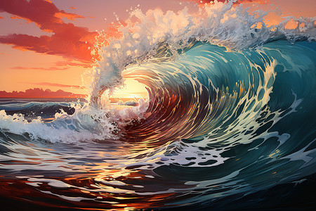 海面上汹涌的海浪背景图片
