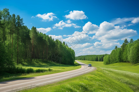 乡村道路上的车辆图片