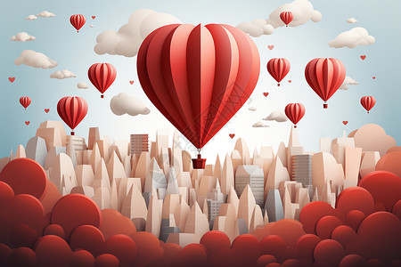 城市上方的热气球图片