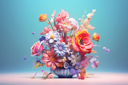 花瓶里面梦幻的花朵背景图片