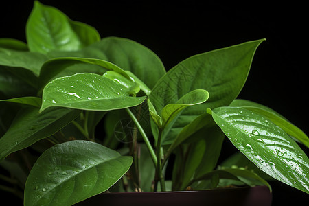 花盆里面盆栽的绿萝植物背景图片