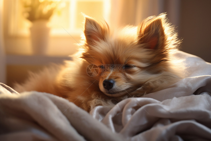 阳光中休息的狗狗图片