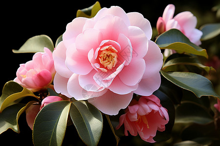 粉色花朵漂亮山茶花高清图片