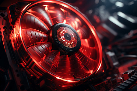 电脑散热立体红色电脑风扇设计图片