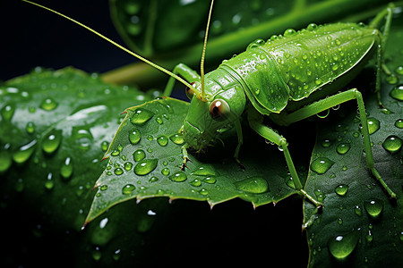 螳螂身上的水滴背景图片