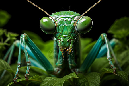 闭眼的螳螂背景图片