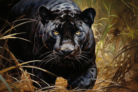 黑豹的威严画作黑虎高清图片