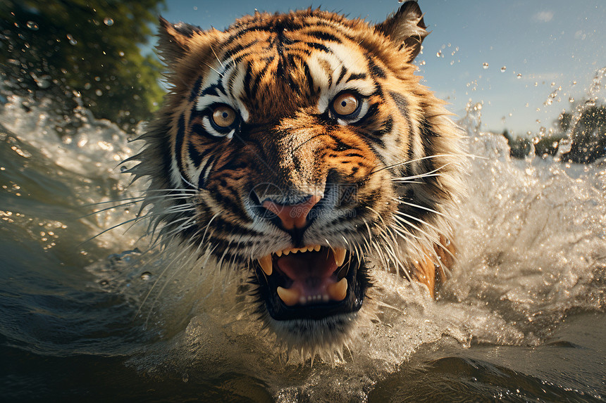 河流中的老虎图片