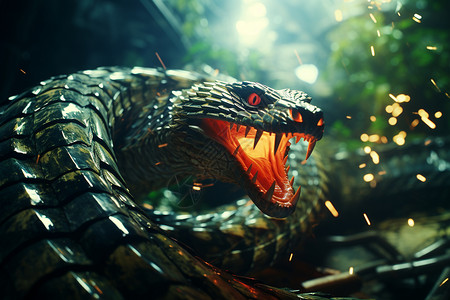 丛林里的蟒蛇背景图片