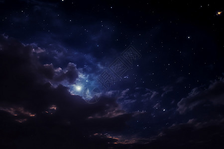 星空与飘云背景图片