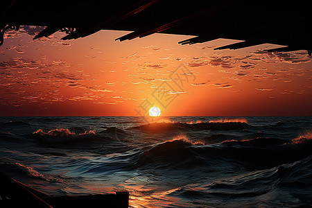 海洋中的日落背景图片