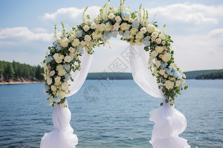沙滩上浪漫的婚礼背景图片