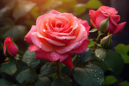 水珠点缀的玫瑰背景图片