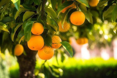 果树上的橙子背景图片