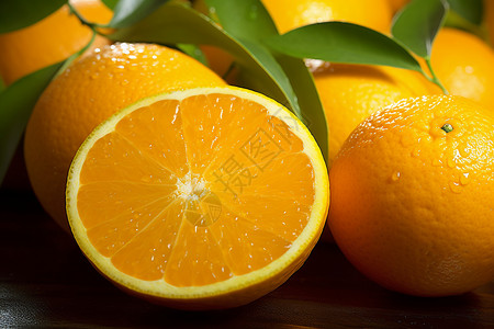 新鲜多汁的橙子背景图片